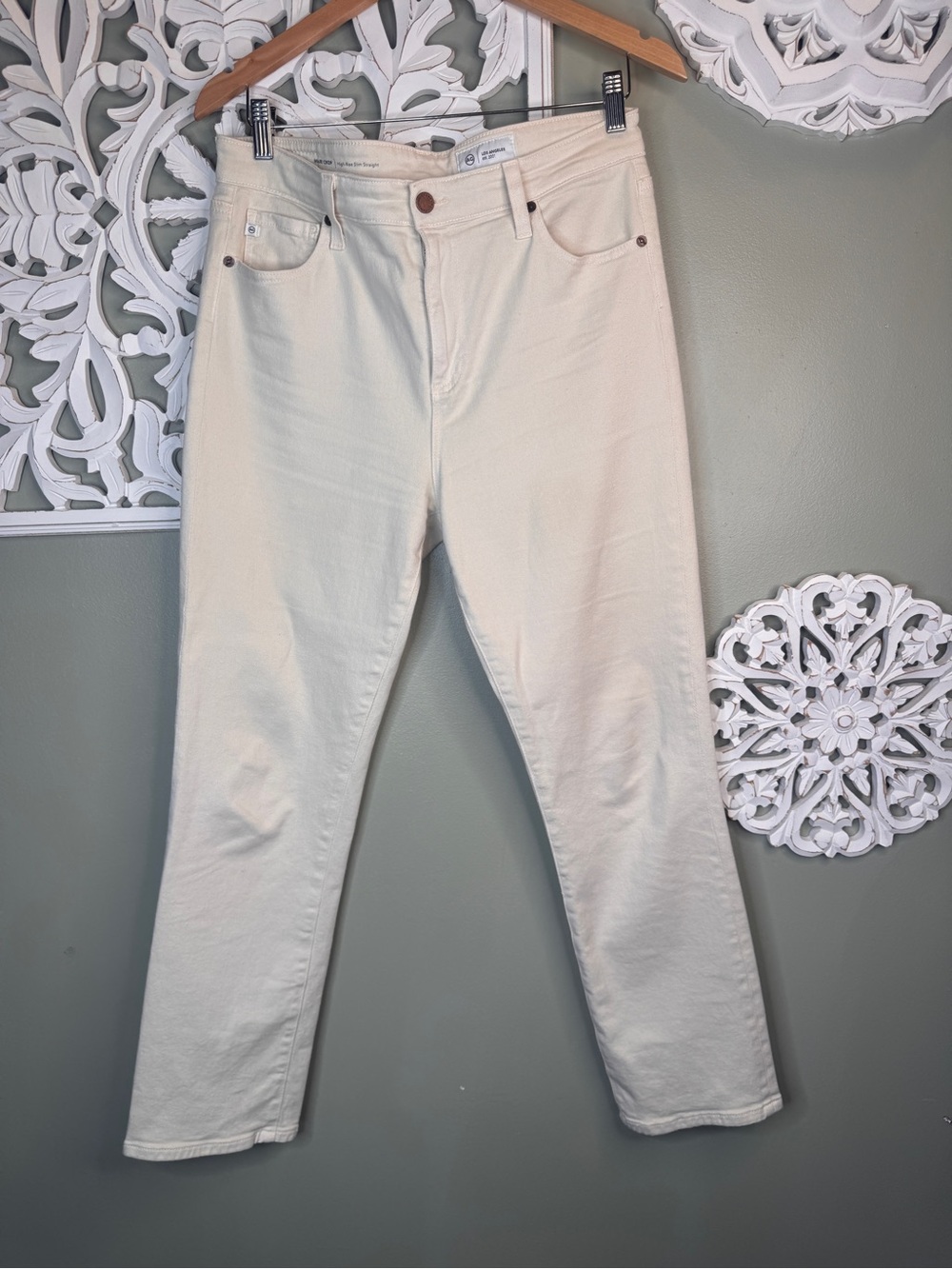 AG Adriano Goldschmied Mari Crop Jeans Size 31 Cream/Ivory High Rise